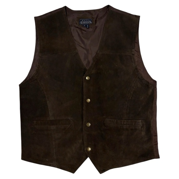 Basic edition western dark brown leather vest M - Picture 1 of 6